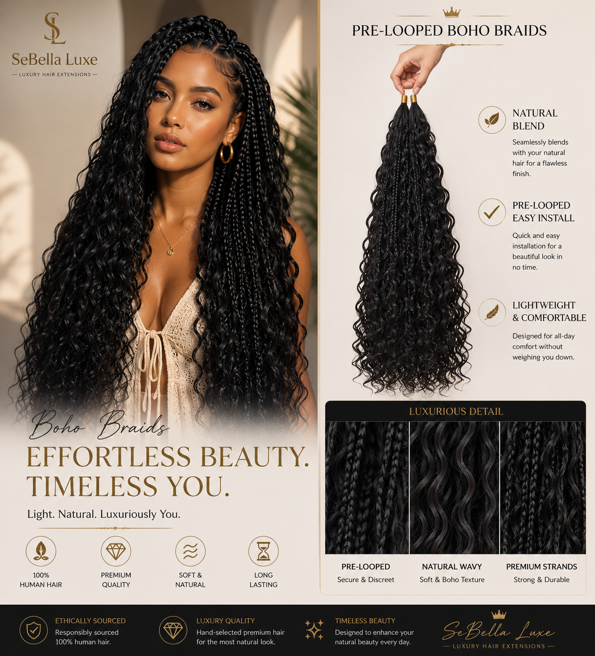 Premium Honey Blonde Boho Braid Hair