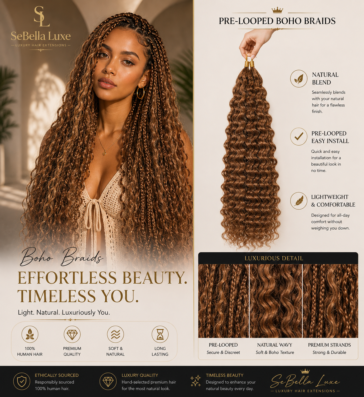 Premium Honey Blonde Boho Braid Hair