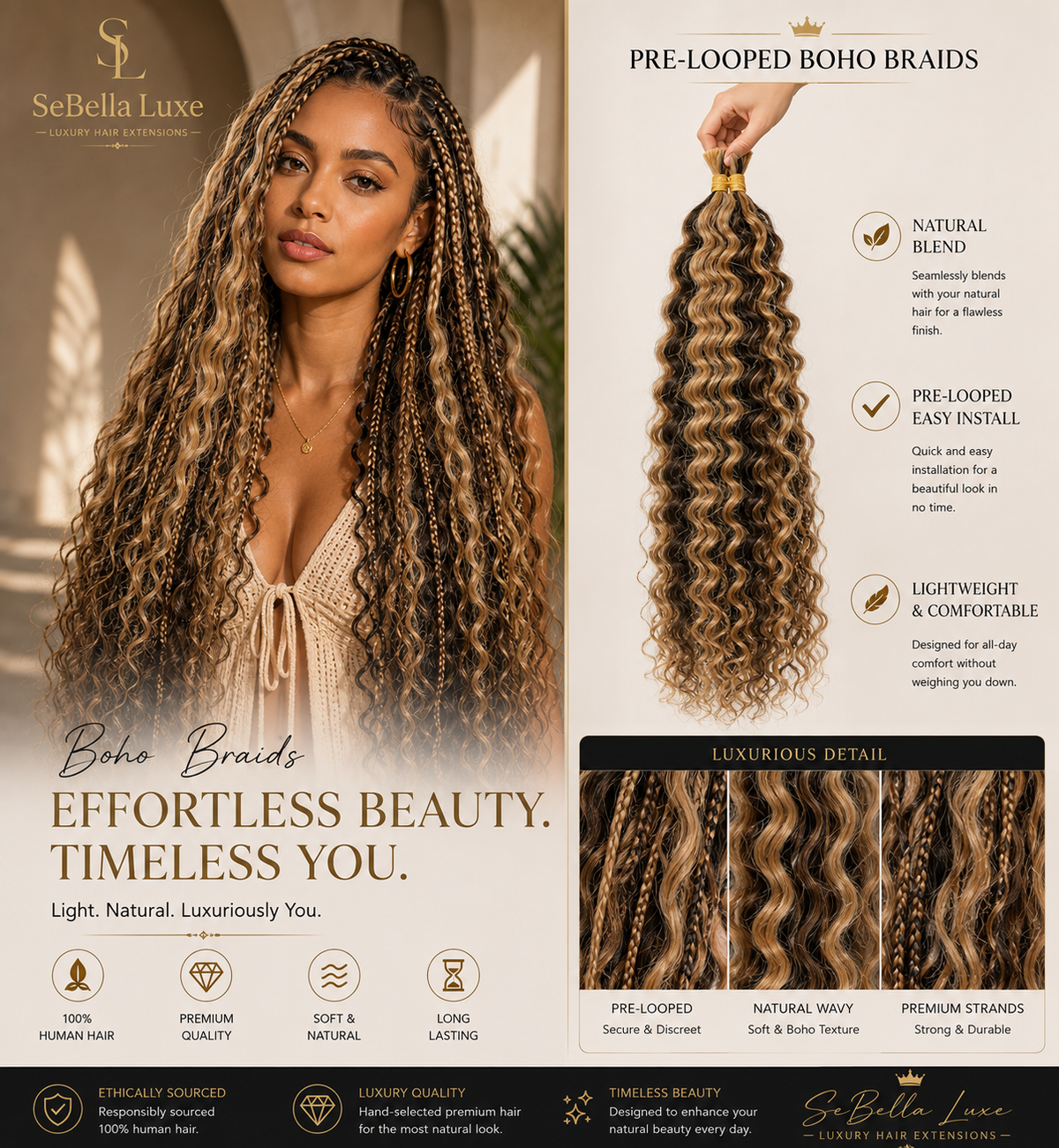 Premium Honey Blonde Boho Braid Hair