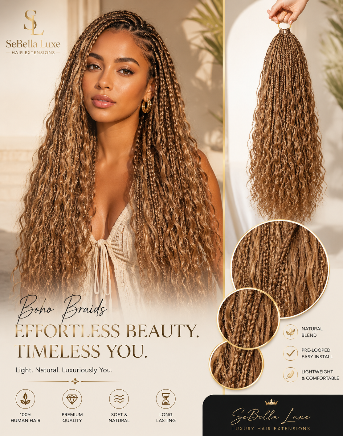 Premium Honey Blonde Boho Braid Hair