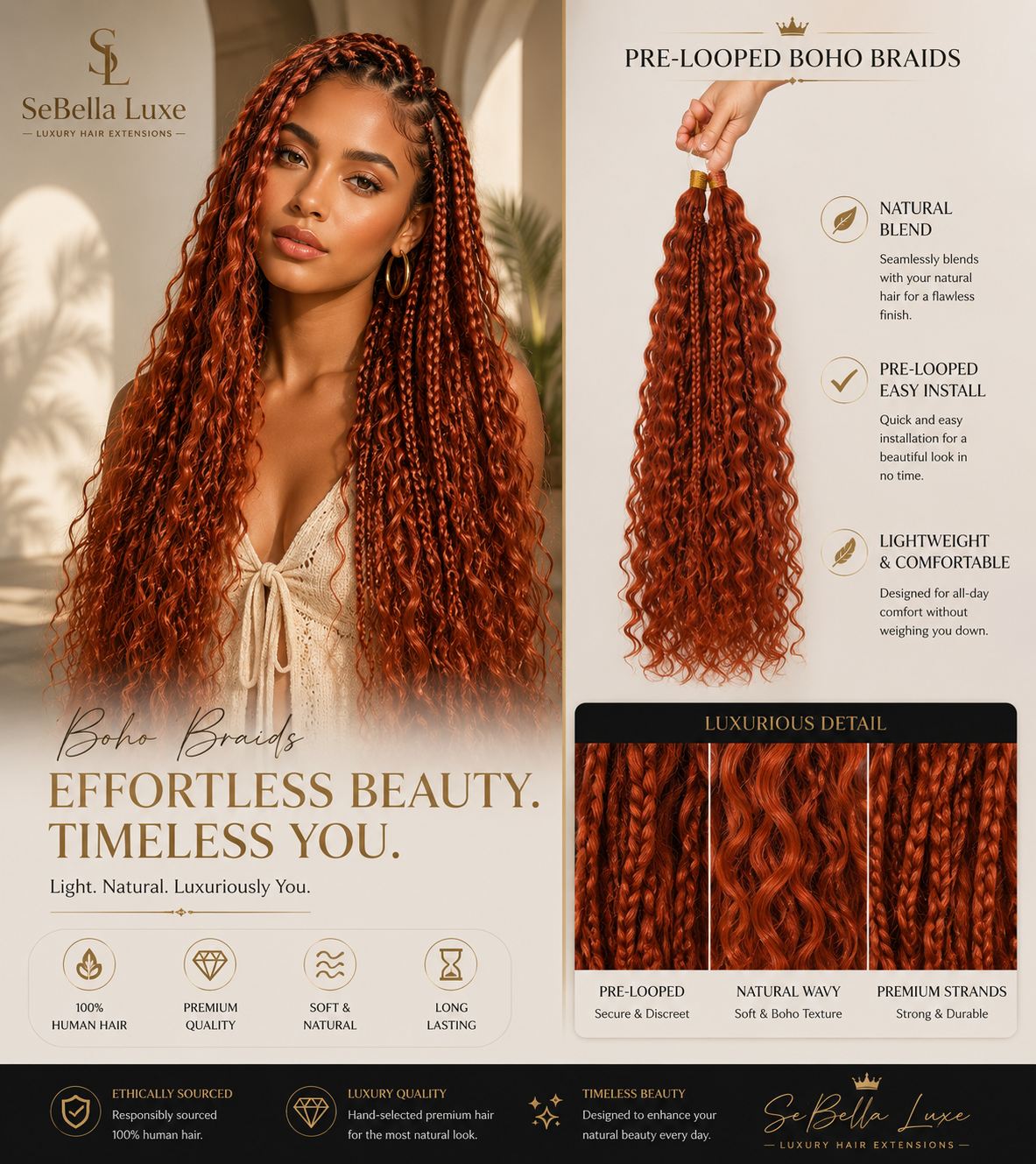 Premium Honey Blonde Boho Braid Hair